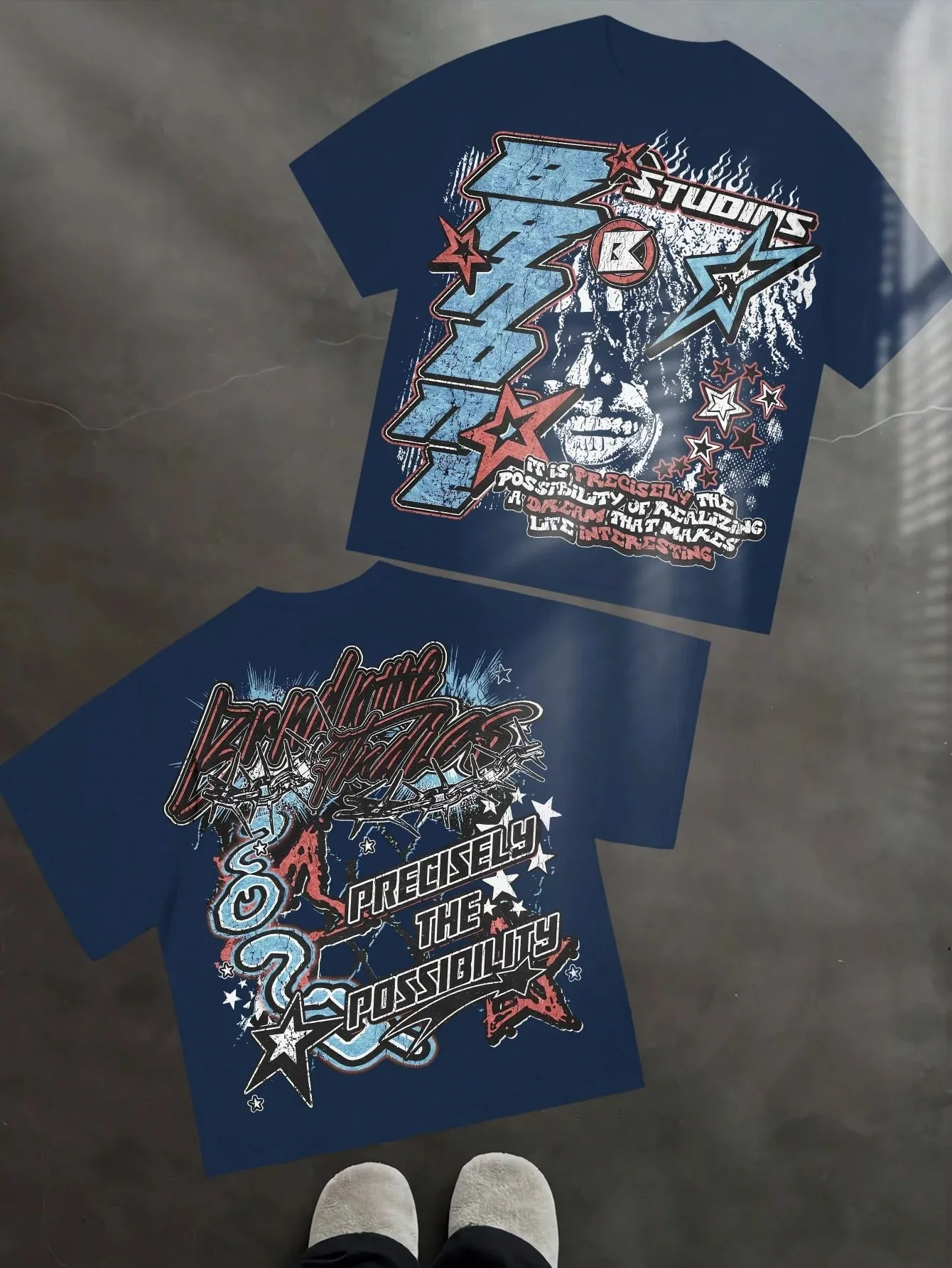 2026 Summer Men's T-shirt with Graffiti Print Breathable and Lightweight Casual Roller Skating Hip-Hop Style Male T-shirt