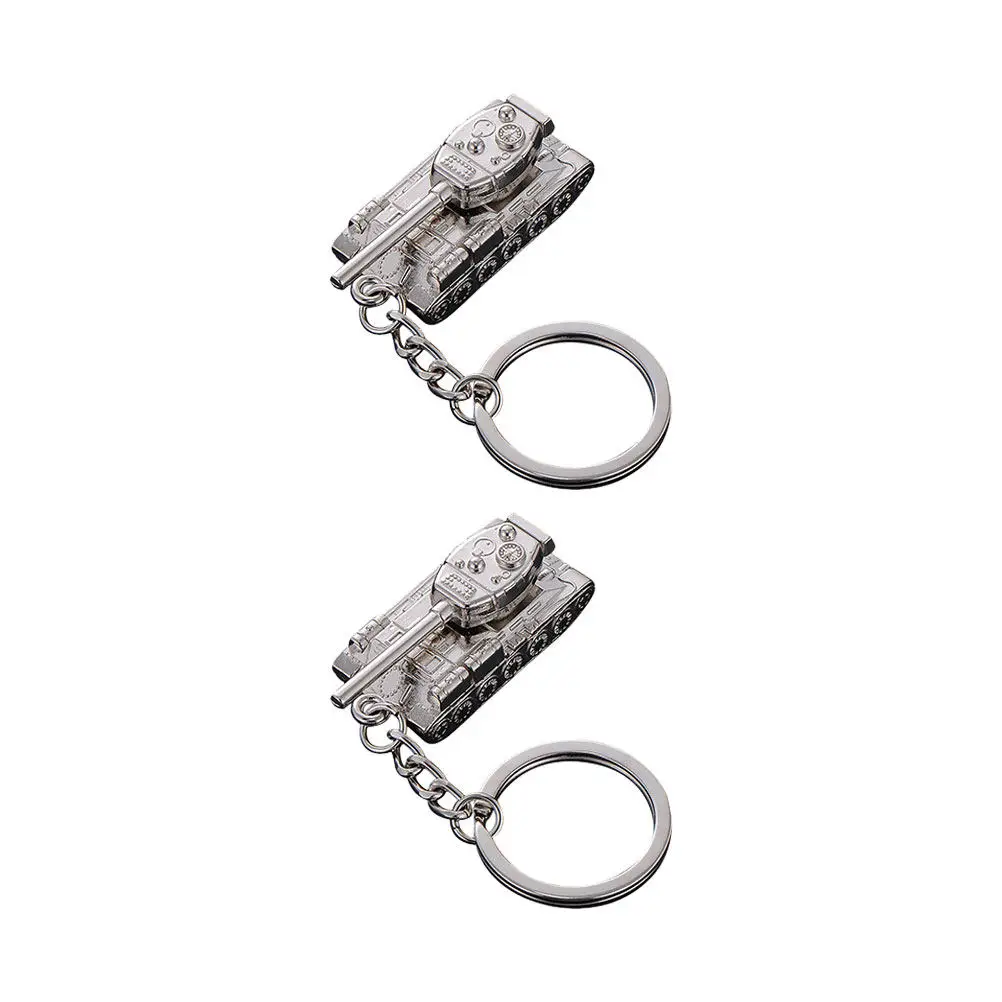 

2 шт. Брелок из сплава с 3D-дизайном танка, прочный, для ключей, украшения, подвески на рюкзак, кошелек, телефон, серебристый