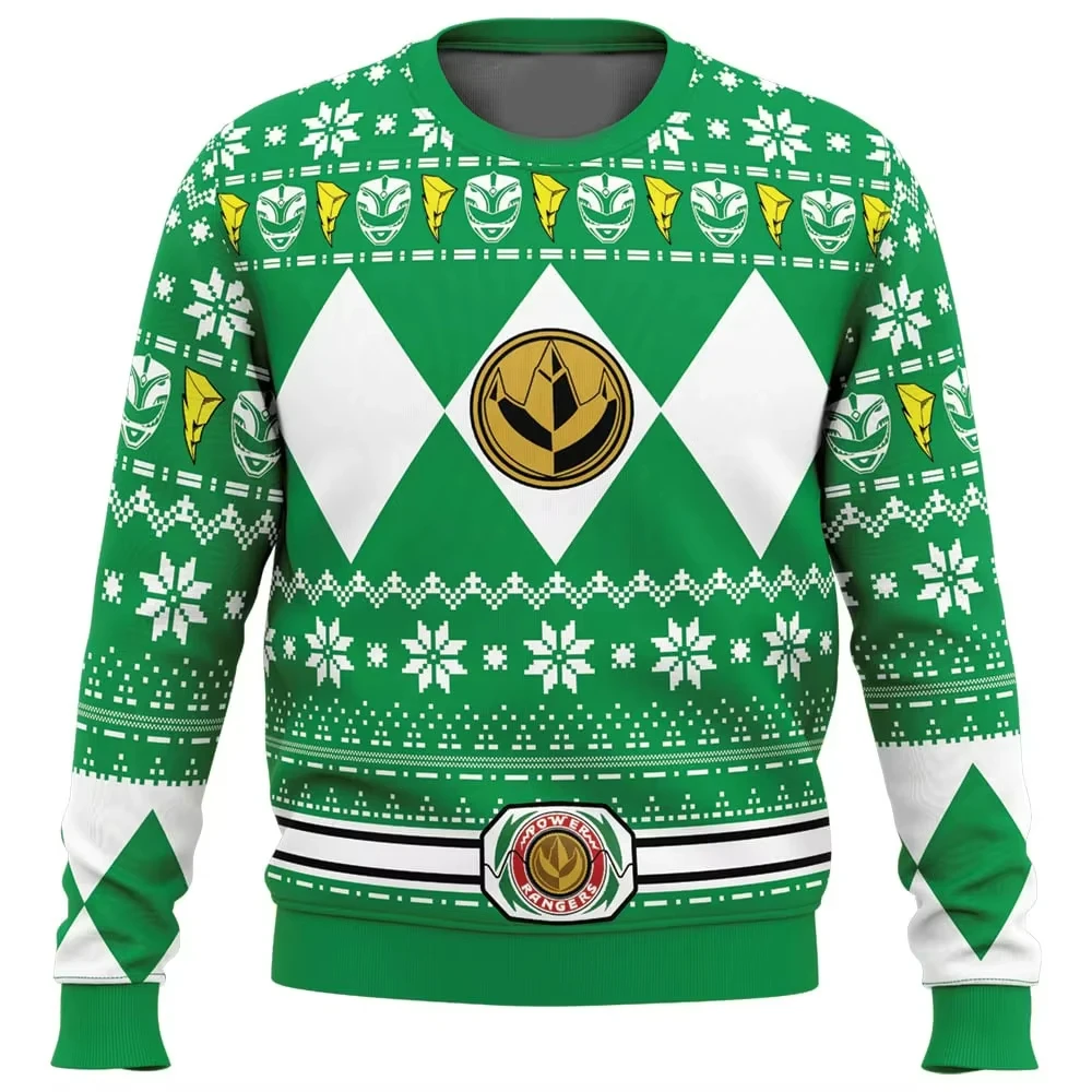 Men's and Women's Autumn New Mighty Morphin Multi Color Ranger Power Ranger Christmas Christmas Party Pullovers