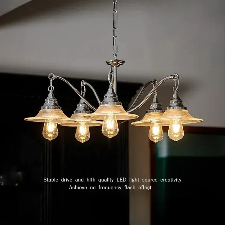 Design original industrial style living room chandelier advanced sense silver retro glass bar clear bar atmosphere лампа조명اضاءه