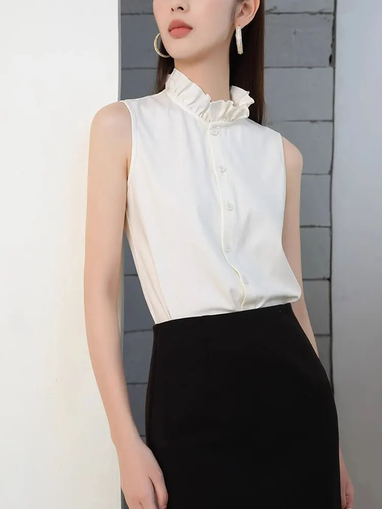 Ele exclusivo casual comute sle blusa gola de renda svel irt roupa interior primavera 2025 na moda topo feminino faion