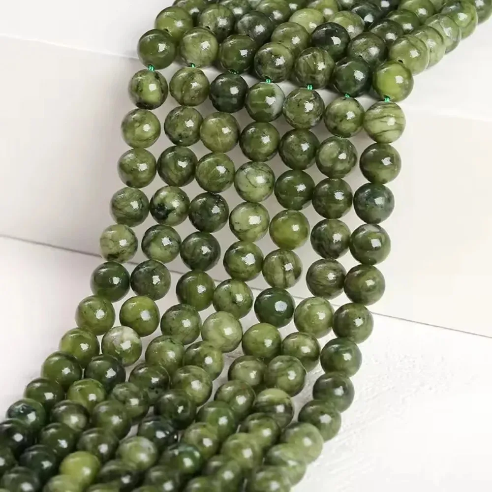 38/45/60/90pcs 4/6/8/10mm Natural Canadian Jade Gemstone Round Spacer Loose Stone Beads for Jewelry Making