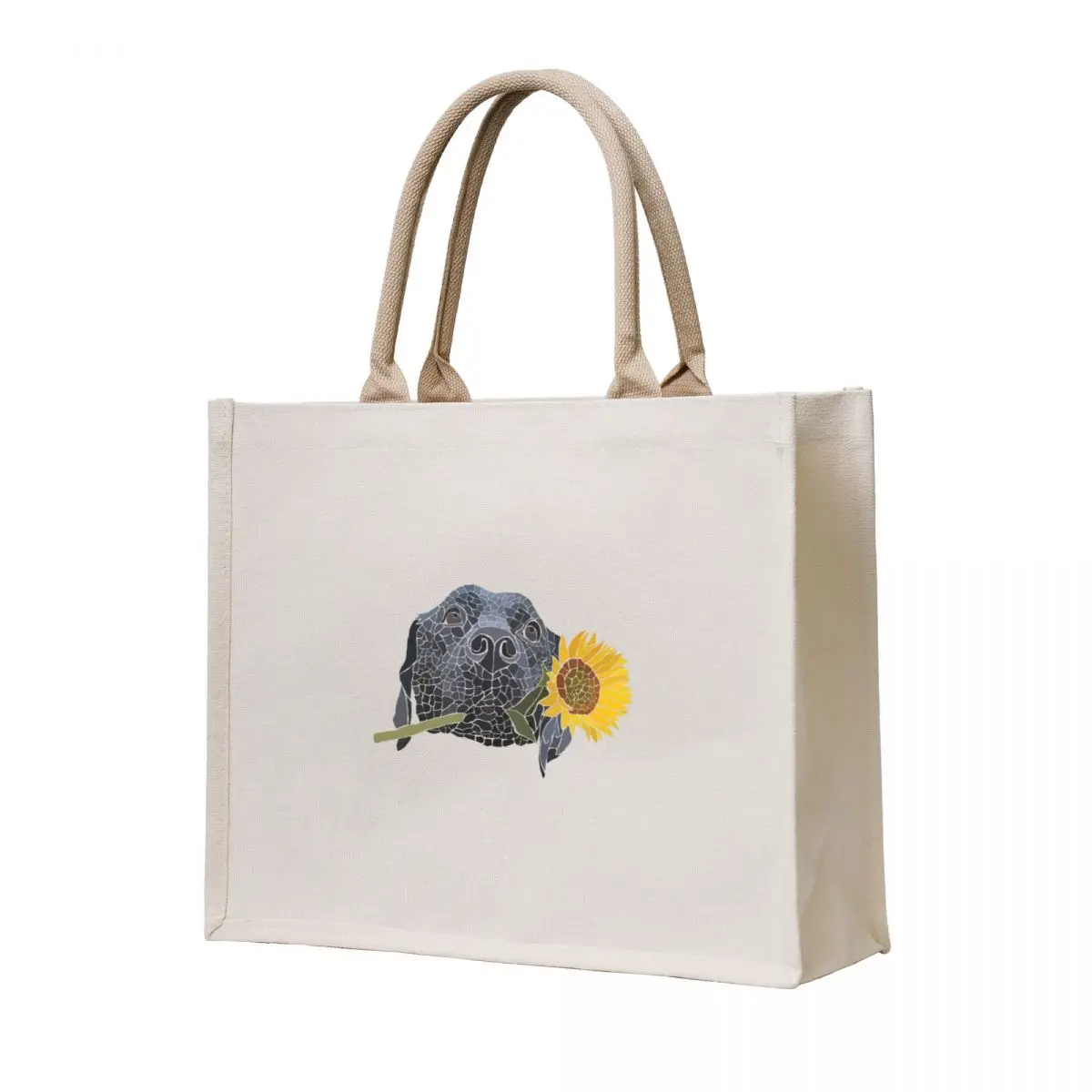 

Black Lab Holding Sunflower Tote Bag tote bag screen Eco bag cloth woman