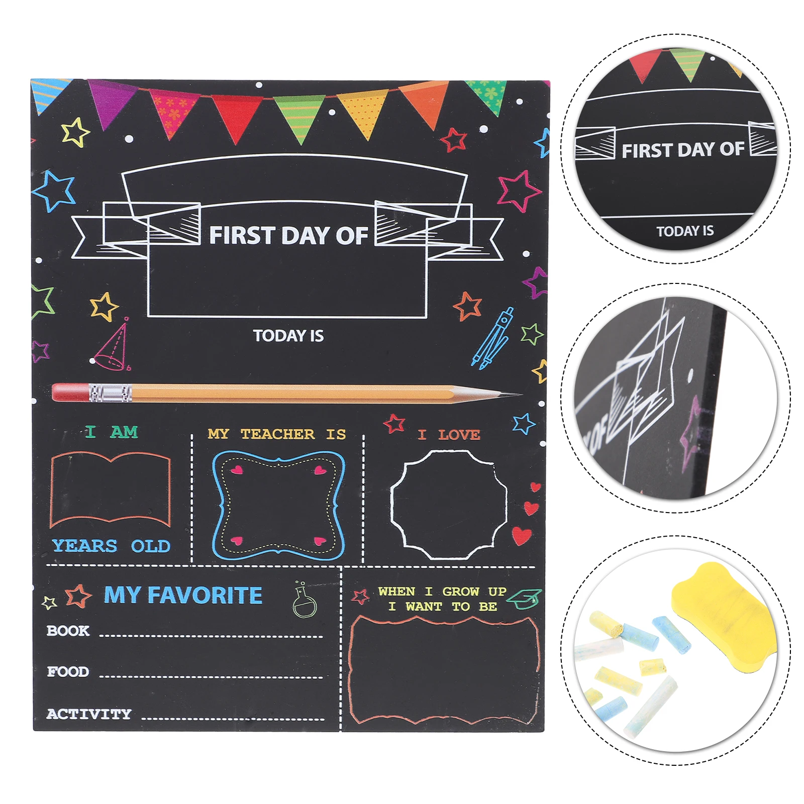 

1 Set Wooden School Board 12.6X15.7Inch Chalkboard Accessory Home Decor First Day Preschool Sign Back To