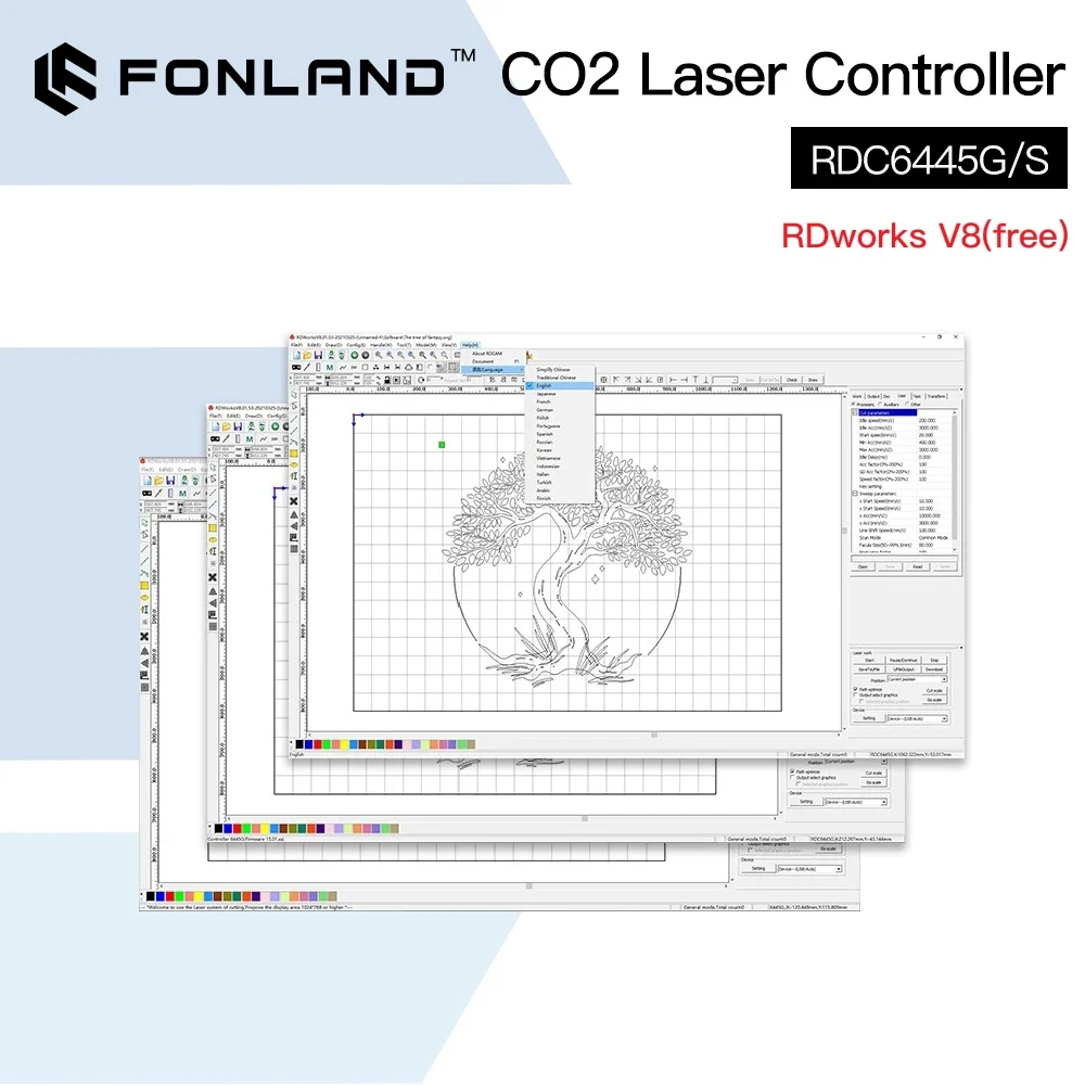 FONLAND Ruida RDC6445 RDC6445G RDC6445S Controller for Co2 Laser Engraving Cutting Machine Upgrade Support LightBurn