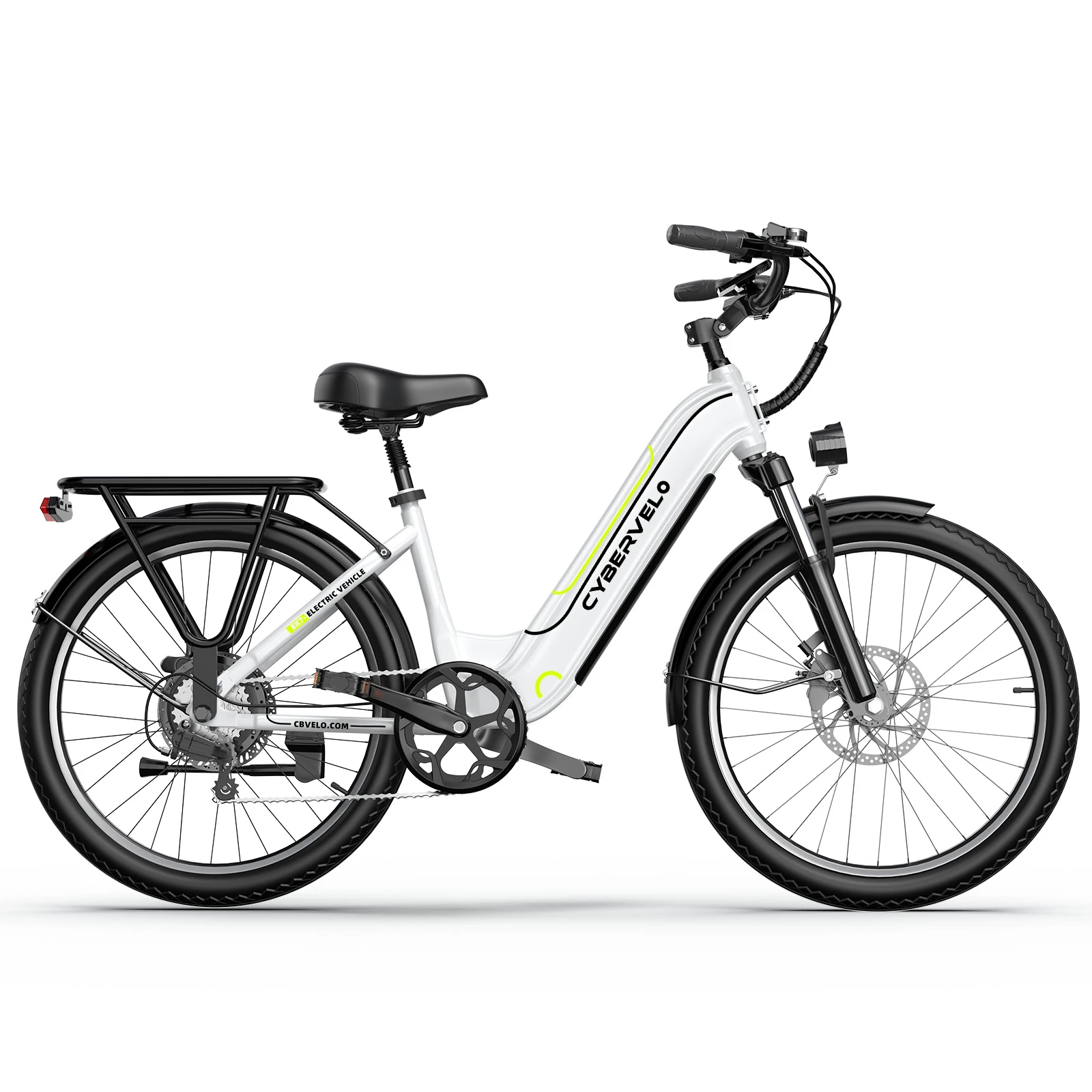 Cybervelo 1000W Peak Electric Bike 26 Inch Removable Battery 7-Speed Ebike for Adults up to 80 Miles Commute Beach Snow Suitable for Women And Men EK7 EK10
