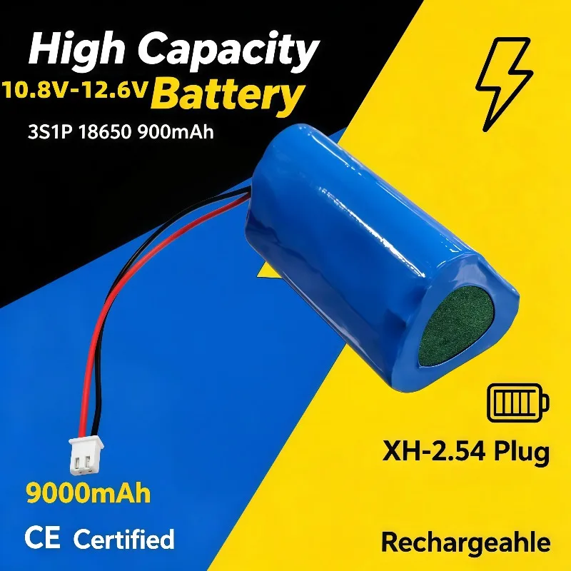High Quality 12.6V 9000mAh 3S1P 18650 Li‑ion Battery Pack XH2.54 For CCTV Cameras Backup Power Supply