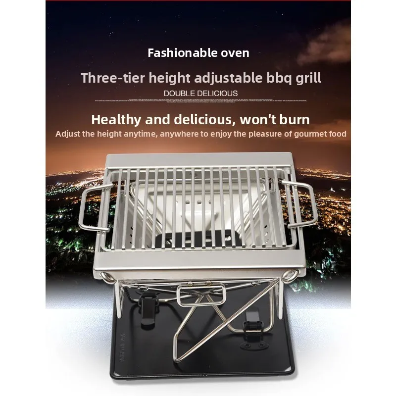 

Корейская роскошная портативная походная печь-барбекю из нержавеющей стали для кемпинга, складная, для обогрева
