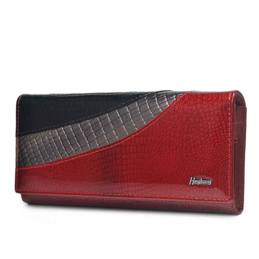 

Women's Wallet Fashion Female Coin Bag Magnetic Buckle Crocodile Panels Patent Leather ID Card Slots Ladies Handbags Wallets