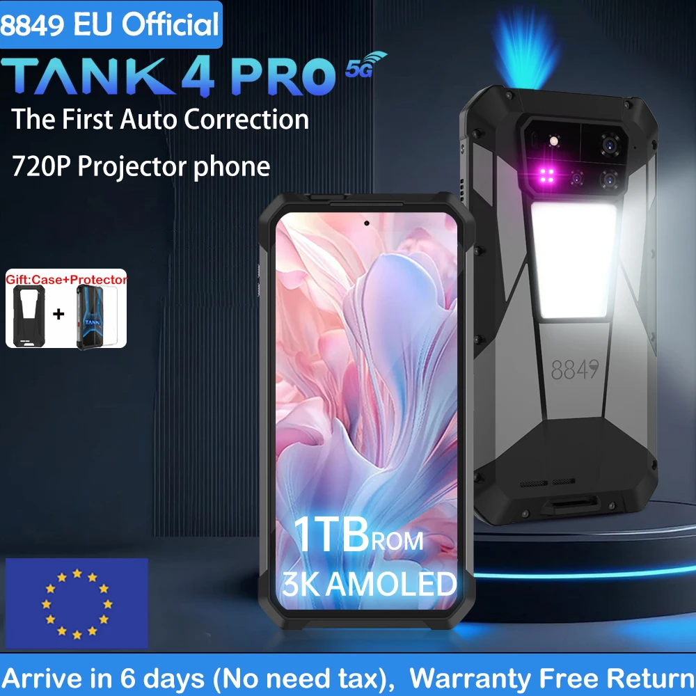 8849 Tank 4 Pro Smartphone robusto Unihertz con proiettore 1TB+36G 5G AI Dimensity 8300 AMOLED 3K Android 14 6.78''120HZ 11600mAh