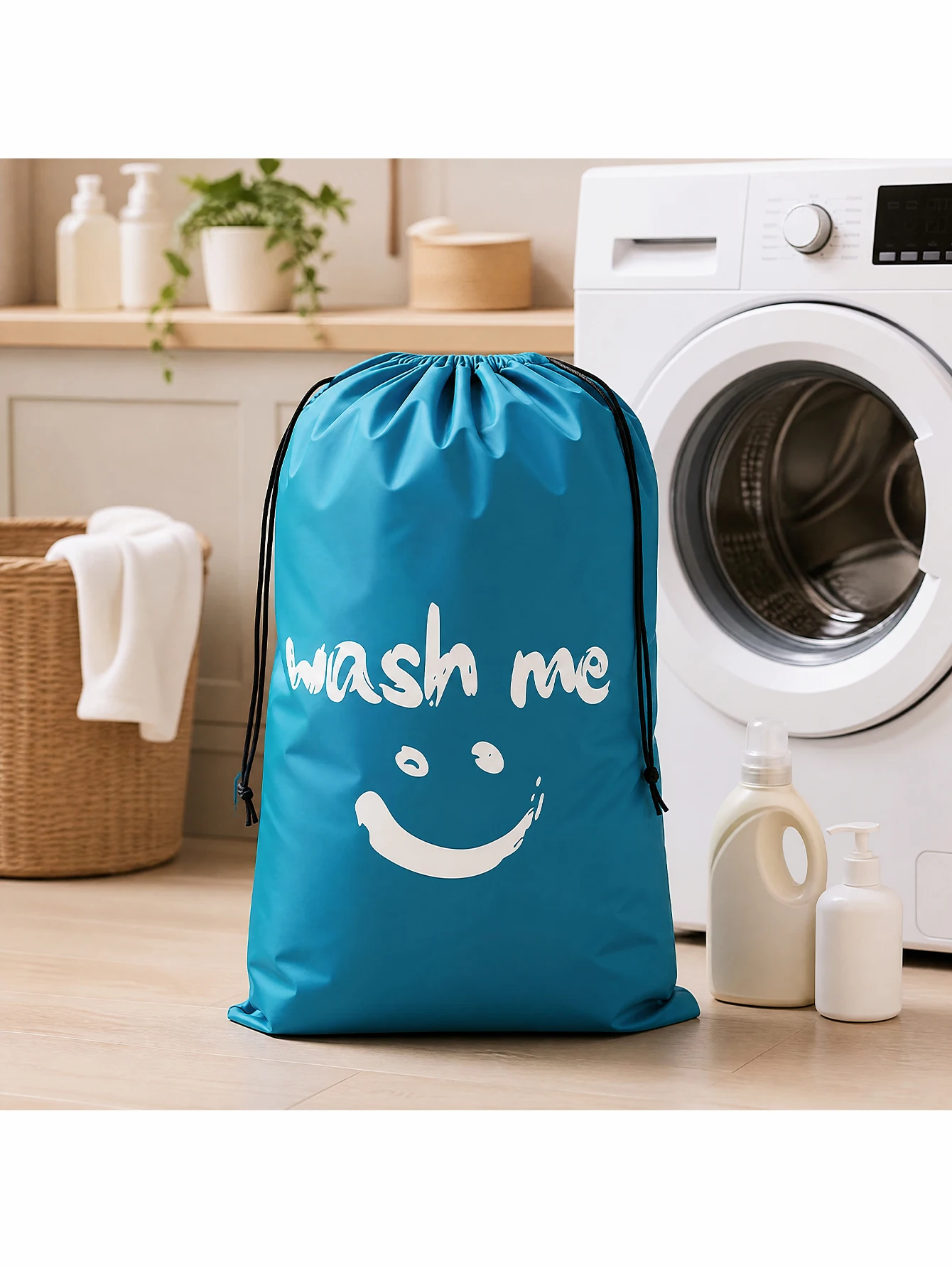 Bolsa de lavandería de viaje Wash Me, EXTRA GRANDE, organizador de ropa sucia, lo suficientemente grande como para contener 4 cargas de ropa, se adapta fácilmente a un cesto o cesta de lavandería, lavable a máquina, bolsa de artículos esenciales para dormitorio, para accesorios escolares y material escolar