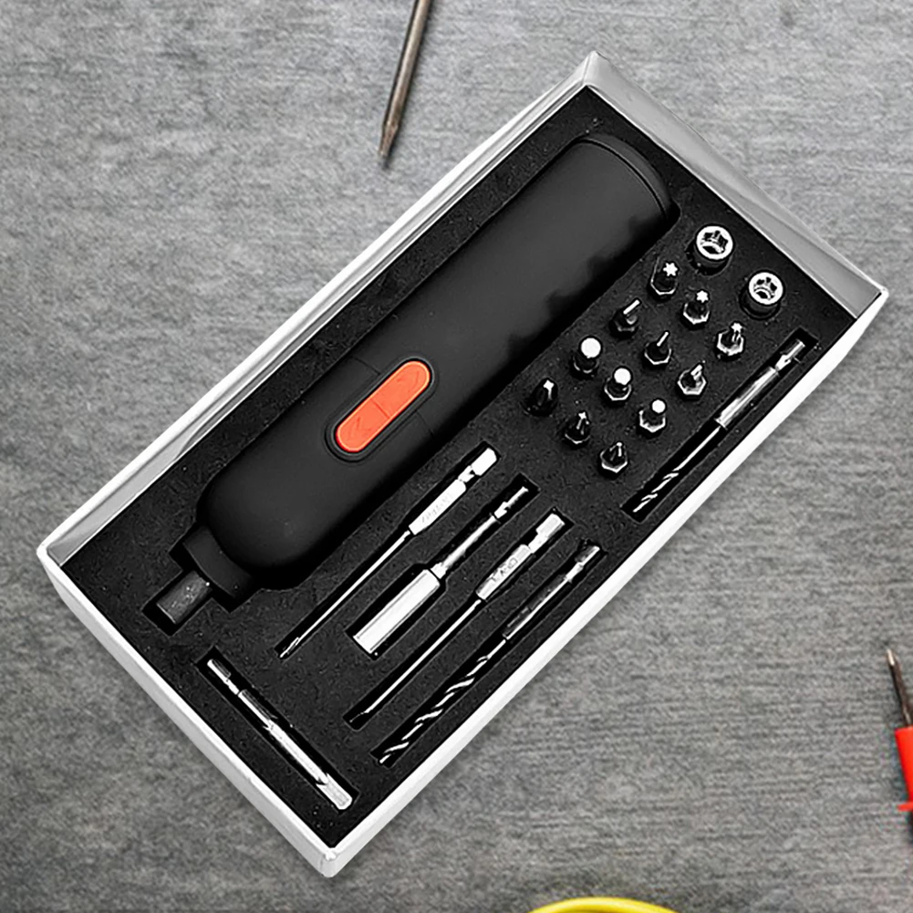 Cordless Screwdriver 2000mAh Battery Small Electric Drill LED Light Automatic Screwdriver Rechargeable for Furniture Gaming PC