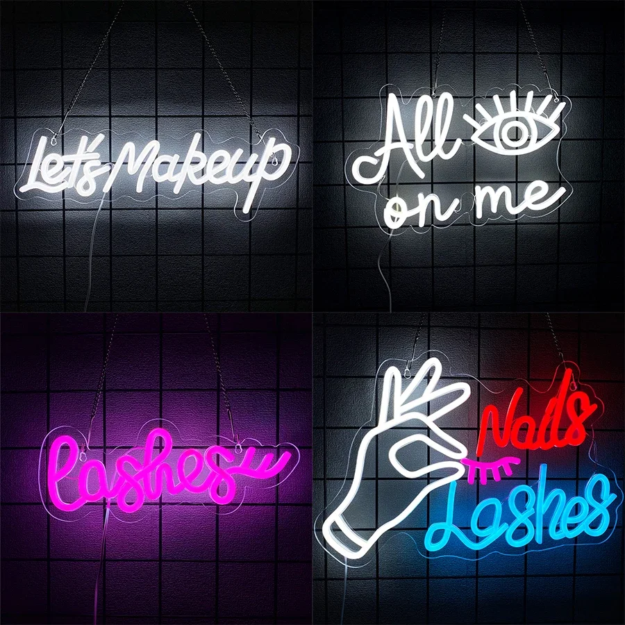 

Икона ресниц Настенный декор гардеробной, используемый для салонов красоты, парикмахерских, спа-арта Настенные светильники Салон красоты Светодиодная неоновая вывеска