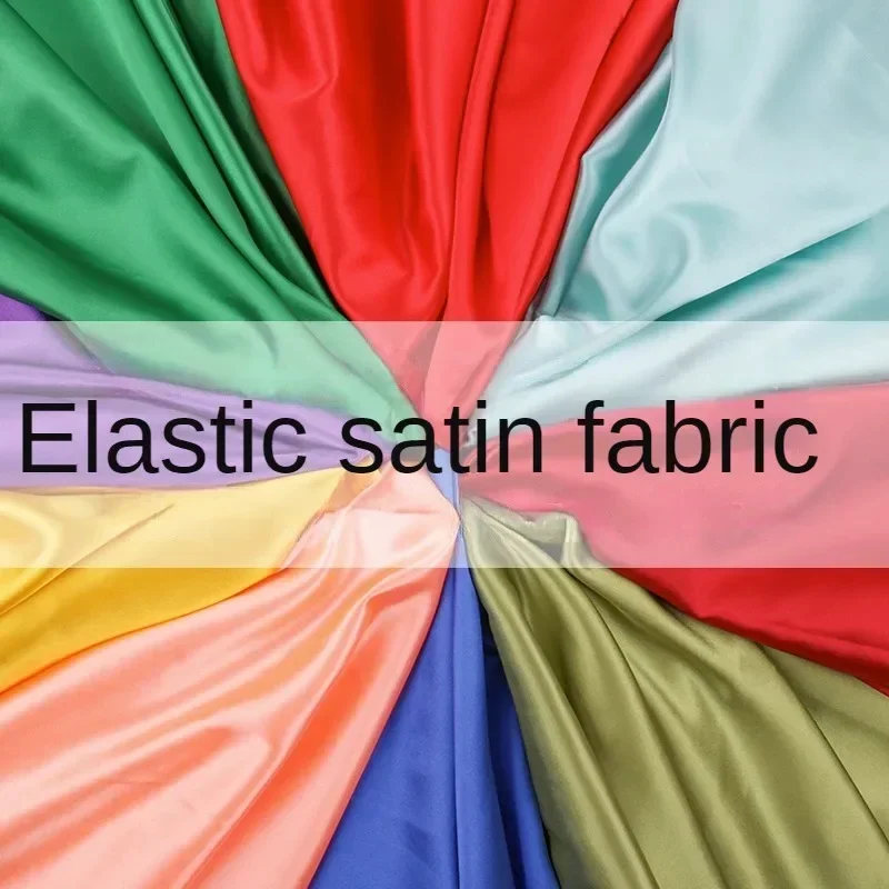 Satin Fabric Elastic By The Meter for Dresses Costume Lining Pajamas Shirts Sewing High-density Soft Plain Summer Thin Cloth Diy