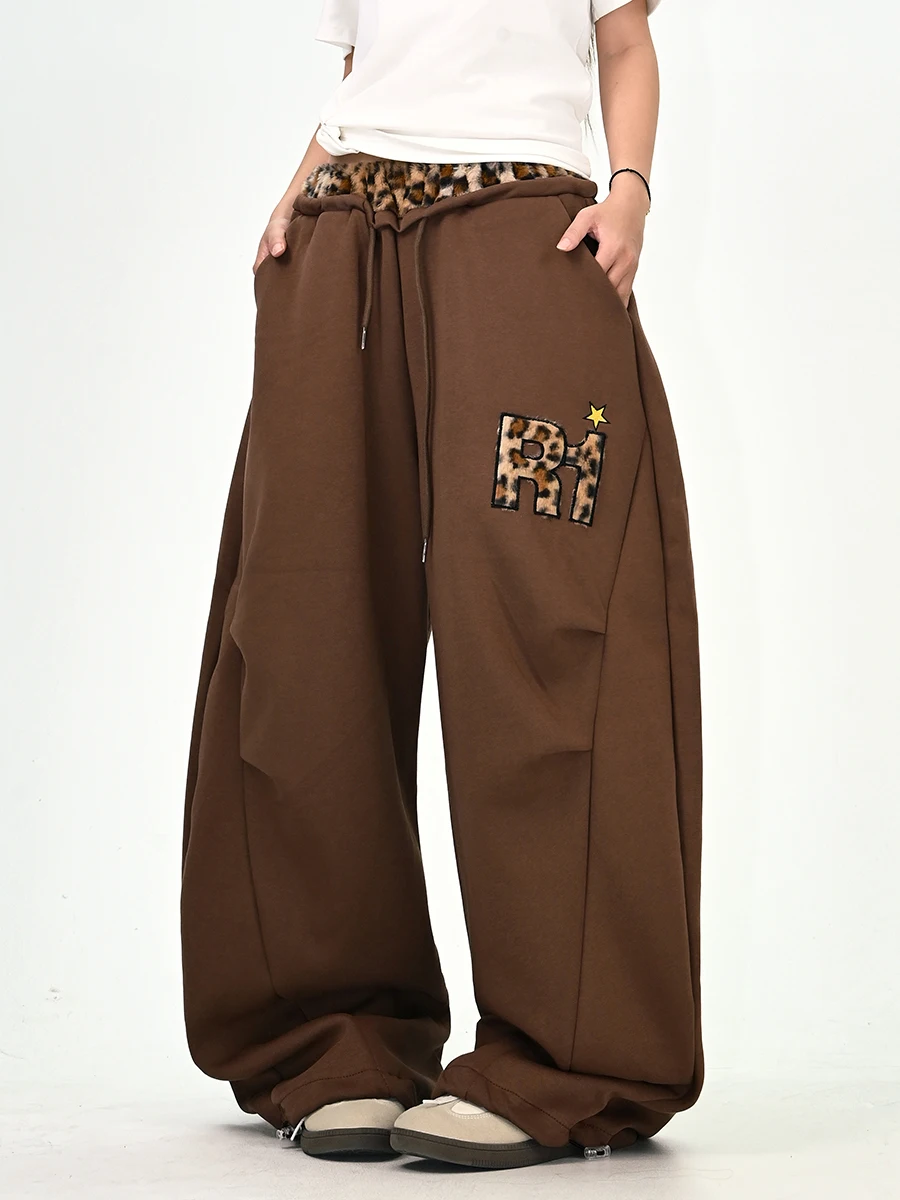 

Женские повседневные брюки Street Sle с леопардовым принтом, широкие, свободные, в корейском стиле, осенняя новинка, подходят для студентов