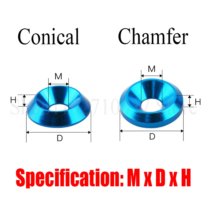 Joint de rondelle coulée en alliage d'aluminium coloré, capuchon de rondelle de rainure décorative conique concave, joint de tête, seau, M8, M10, 1-10 pièces