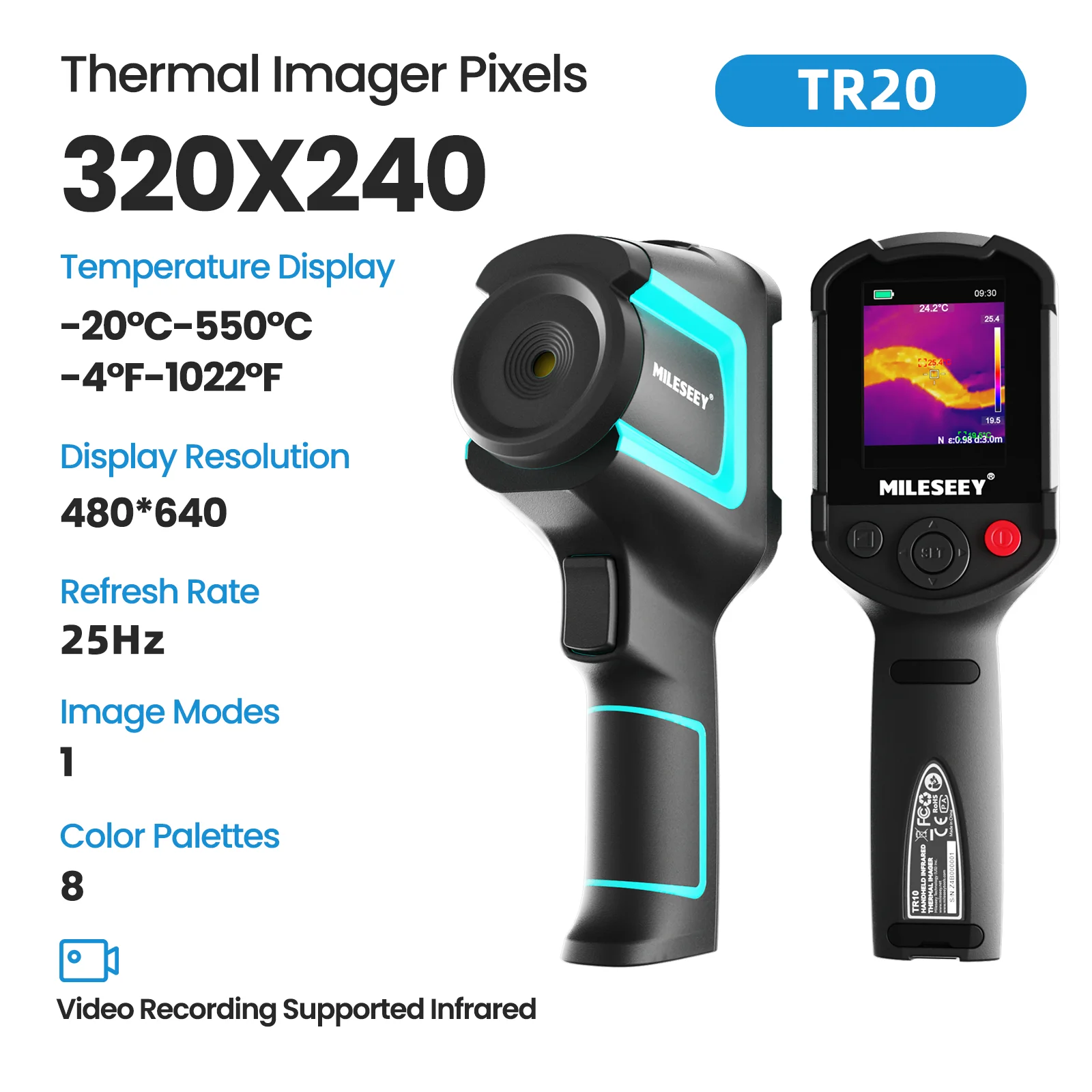 Milessey TR256E TR256B Warmtebeeldcamera 256X192 Warmtebeeldcamera Infrarood Temperatuurmeter Voor Reparatie, Pcb, Pijplijndetec