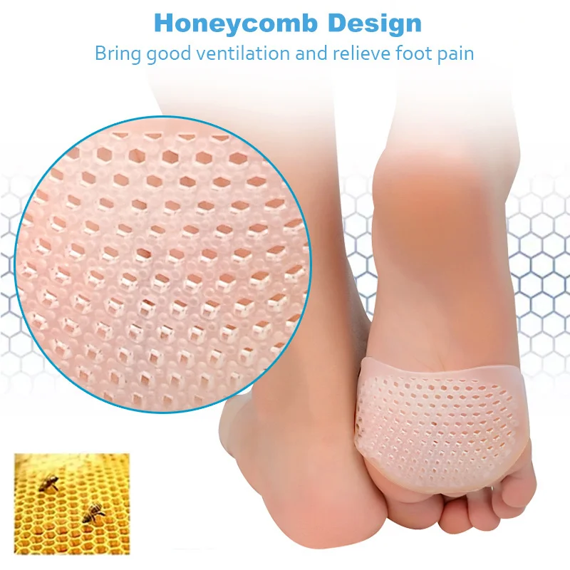 ซิลิโคน Forefoot Pads สำหรับส้นสูงสำหรับผู้หญิงรองเท้าปวด Metatarsal Relief เบาะเท้า Blister Toes ใส่เจล Insoles รังผึ้ง