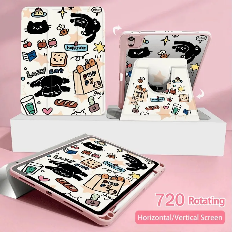 Capa inteligente flip de gato fofo para ipad air 5 4 10.9 capas pro 11 2o 3o 4o ipad mini6 8.3 ipad 5th 6th 9.7 air 2/3 10.5