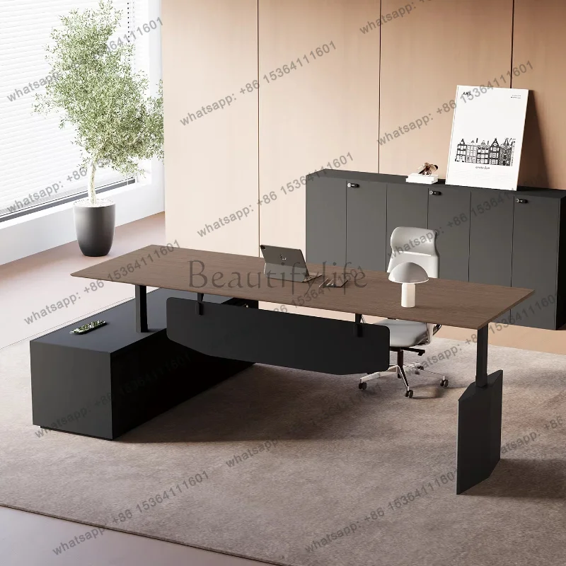 Electric Height Adjustable Executive Desk Modern Minimalist CEO Office Desk Sit-Stand Manager Workstation for Home & Office