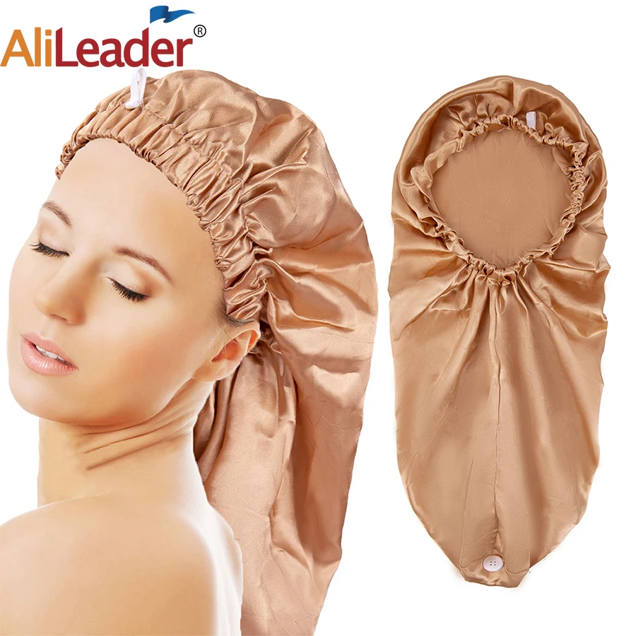 Large Long Satin Sleep Cap For Long Hair Dreadlock Curly Hair Bonnets Night Sleeping Hat Elastic Band Headwrap Wig Accessories