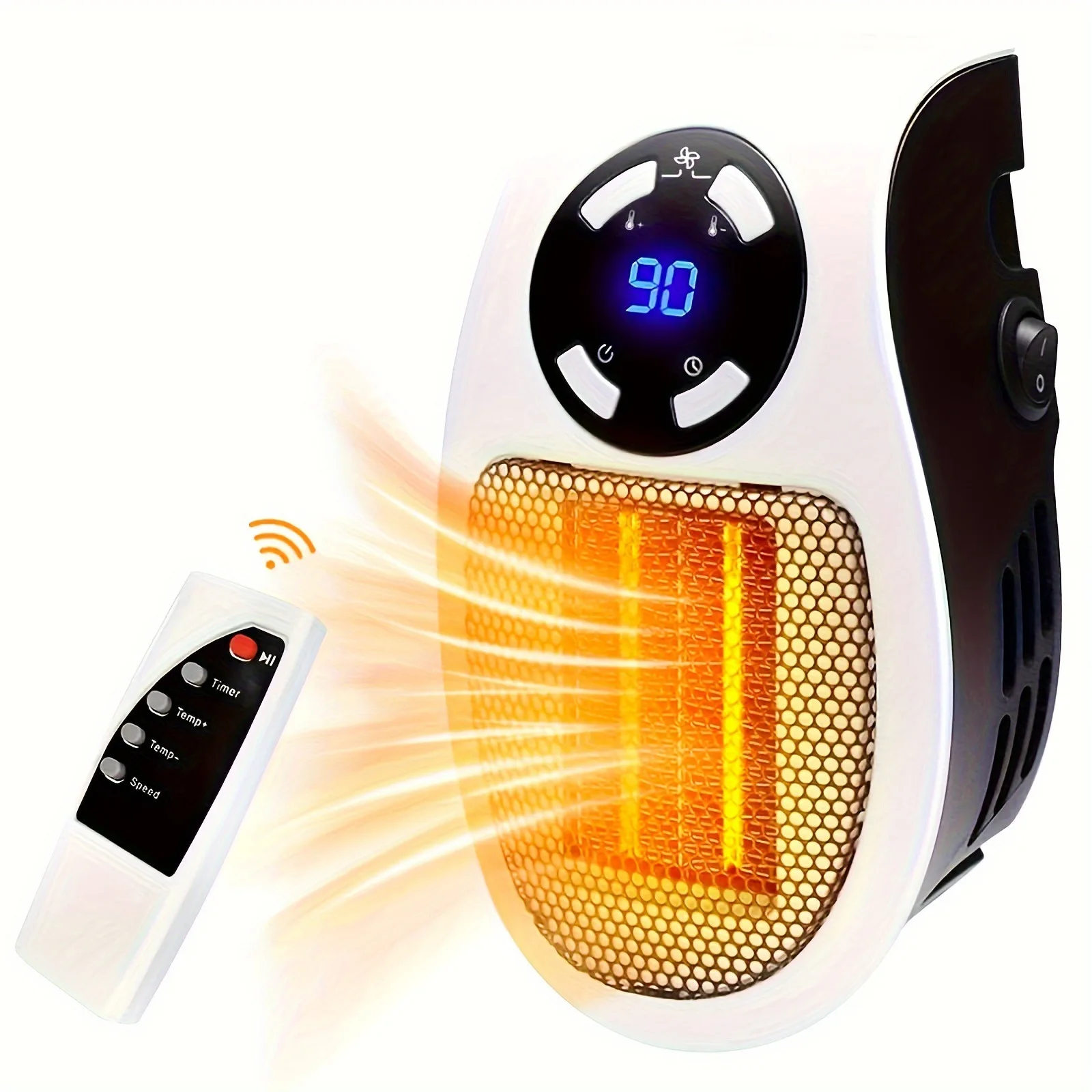 Aquecedor remoto 500w aquecedor elétrico portátil plug-in fixado na parede aquecedor de sala
