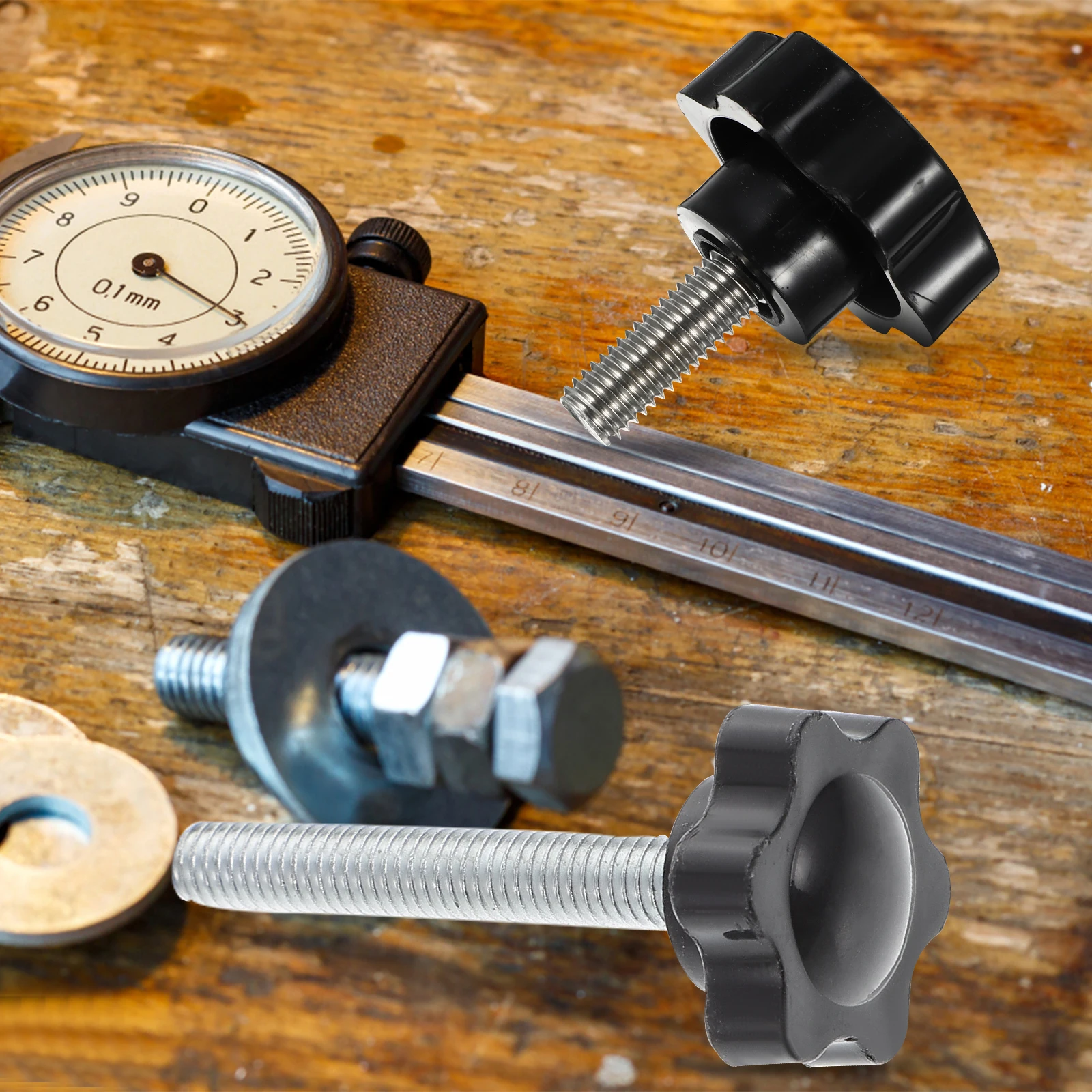 

Hexagonal Star Knobs Screw in Smooth Lines Clamping Effect Metal Inserts Furniture Machinery Accessories T Track Bolts