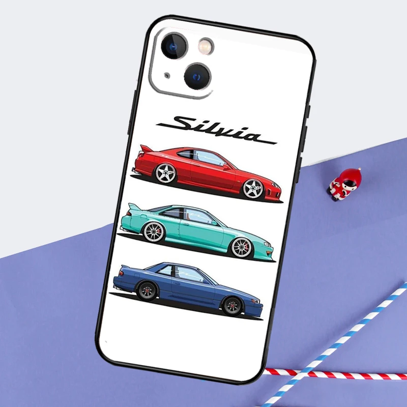 Silvia S13 S14 S15 Car For iPhone 16 15 14 Pro Max Phone Case For iPhone 16 15 13 11 12 Pro Max Mini 7 8 Plus XS X XR Cover