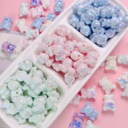 10pcs/lot Acrylic Bear Loose Beads Cream Color AB Spaced Beads For Jewelry Making DIY Bracelet Necklace Charms Accessories