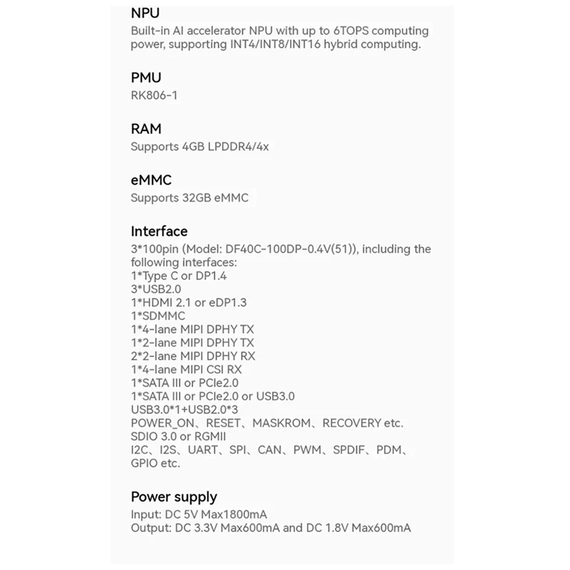 For Orange Pi CM5 Development Board 8GB RAM 32GB EMMC DDR4 Rockchip RK3588S Computing Module 5 Wifi Bluetooth BLE