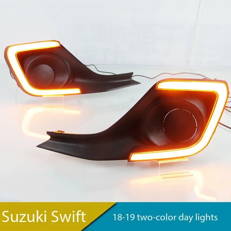 

Car Modified For Suzuki Swift LED DRL Daytime Running Light With Yellow Turning Signal Fog Lights 2018 2019