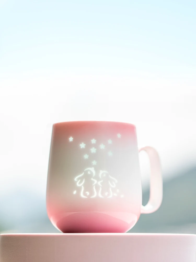 Romantic Sakura Rabbit Cerc Mugs Creative Gift Couple Set High Aesthetic Value Women's Sle Countryside Sle Adult Offic...