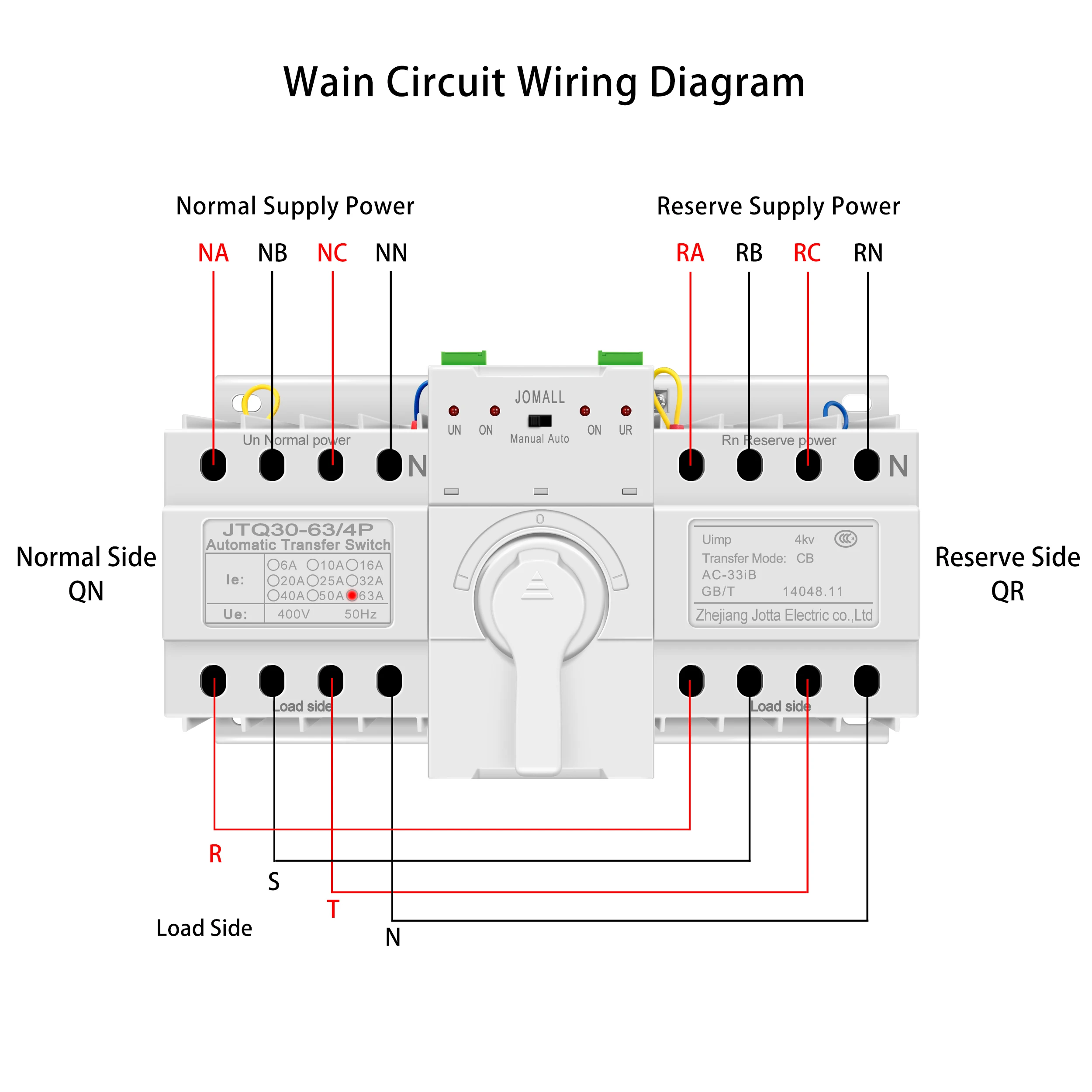 Imagem -04 - Mini tipo Interruptor de Transferência Automática do Ats Mudança sobre o Interruptor 220v 380v Pólo Frequência Avaliado 50hz 60hz 63a Novo