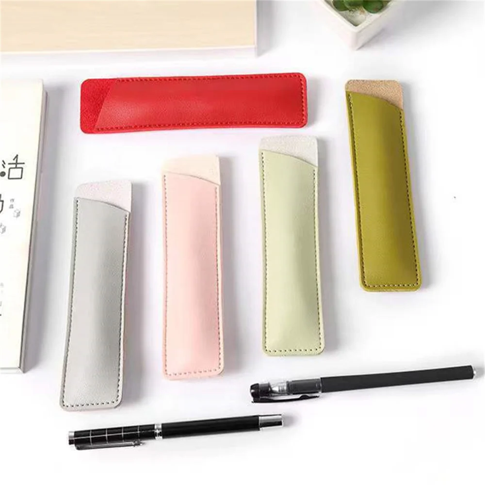 Leather Pencil Case Pen Sleeve School Pen Storage Bag Pen Case Pencil Pouch Protective Sleeve Holder Leather Case Student Gifts