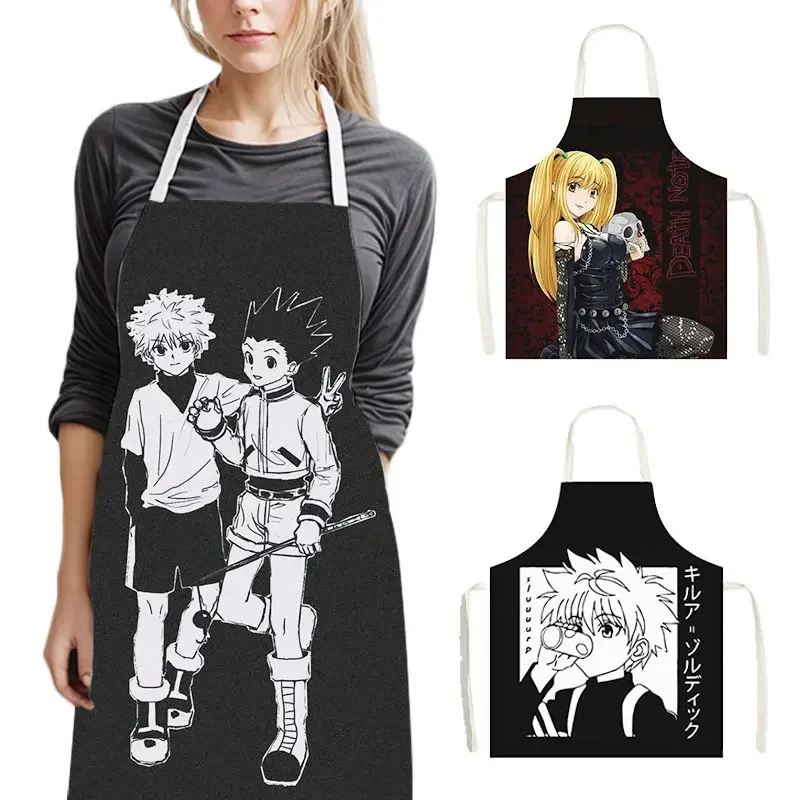 Delantales de cocina de Anime Death Note/HUNTERxHUNTER, ropa de limpieza del hogar Harajuku, delantal de lino, delantal de cocina impermeable para Chef