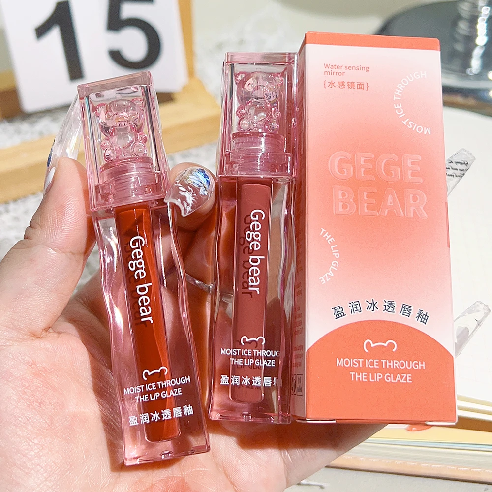 Chá vermelho e rosa impermeável hidratante líquido batom, espelho tingimento Lip Gloss, longa duração lip matiz, coreano maquiagem cosméticos, 1pc