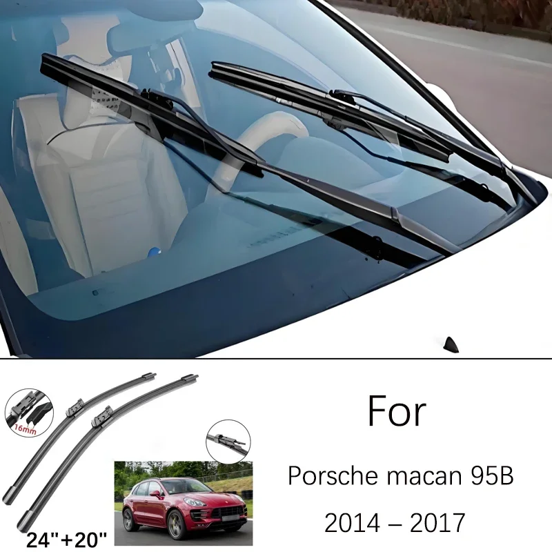 For Porsche Macan 95B 2014-2017 2014 2015 2016 2017 Windshield Window Brush 24 20 Inches Rubber Front Wiper Blade Accessories
