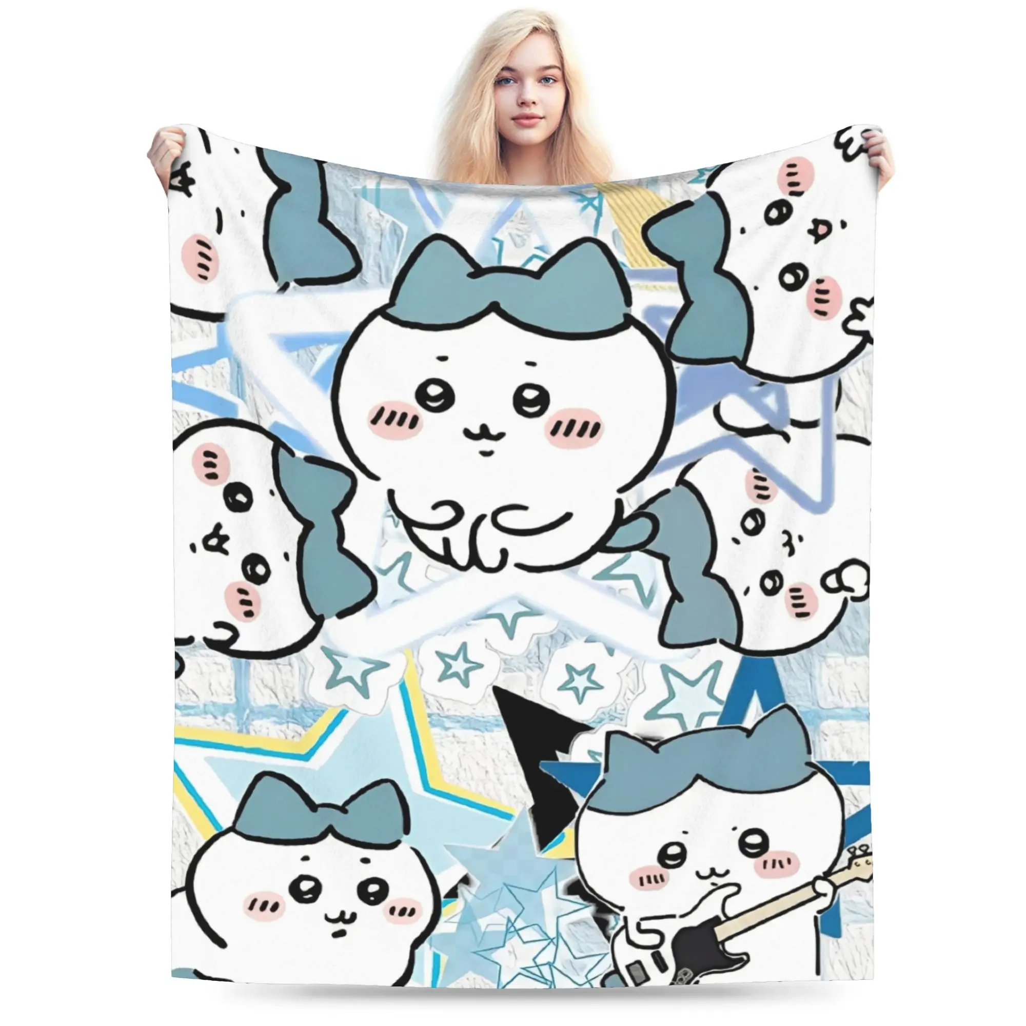 

Super Soft Adult Airplane Travel C-Chiikawas Throw Blanket Flannel Bedspread For Couch Chair Pattern Sofa Bed Cover