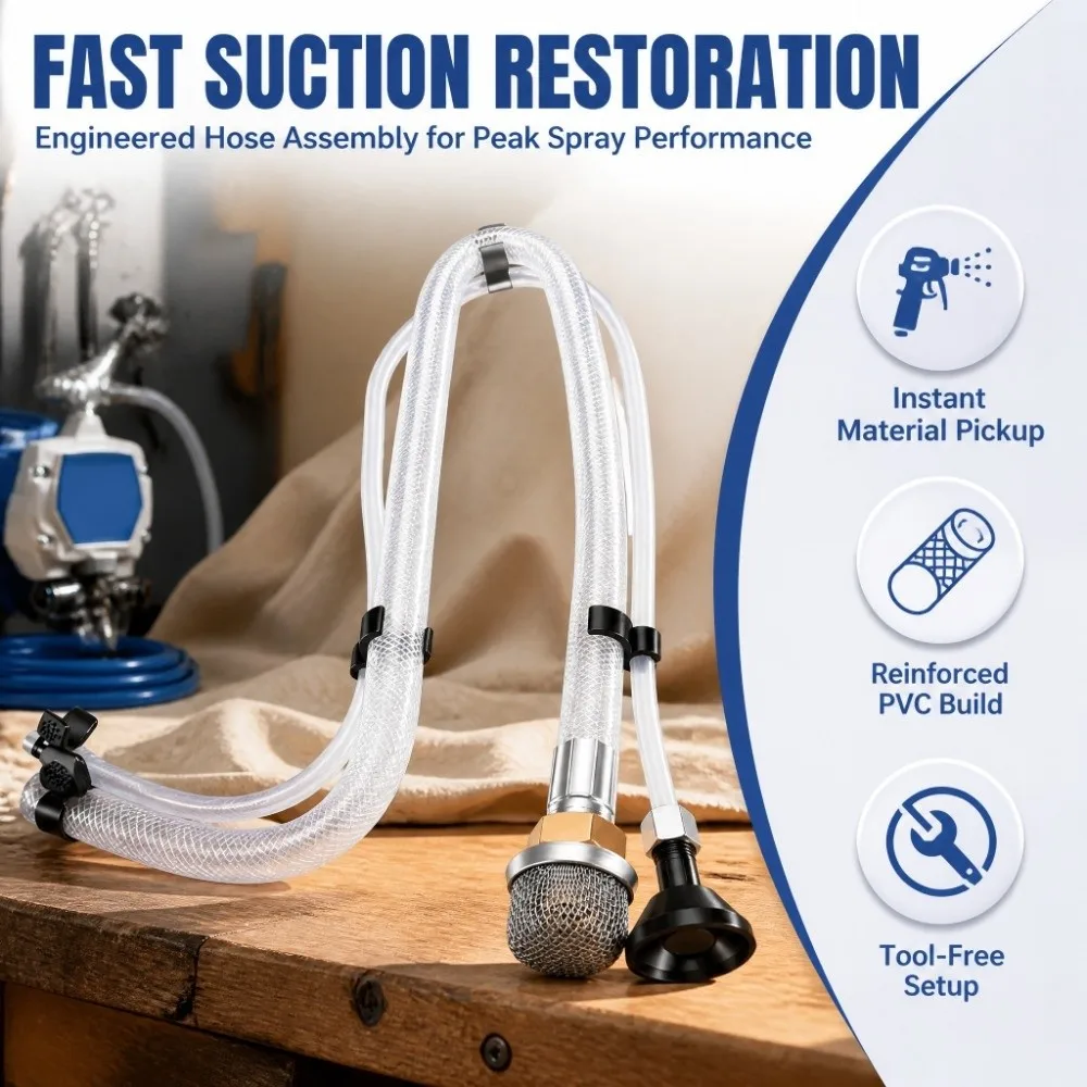Toolless Installation Suction Tube Kit Leak Proof High Pressure Suction Hose Kit Paint Sprayer Suction Kit Stand Sprayer