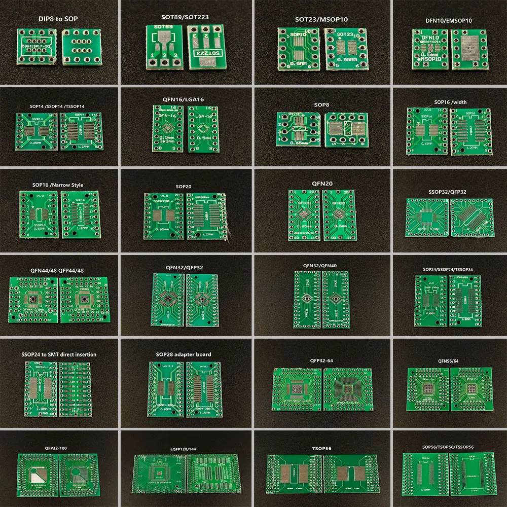 2Pcs QFN44 48 QFP32 QFN32 SOP24/SSOP24 QFN56/64 SOP56/TSOP56 to DIP24/32/40/48/64/100 Transfer Board DIP Pin Board Pitch Adapter