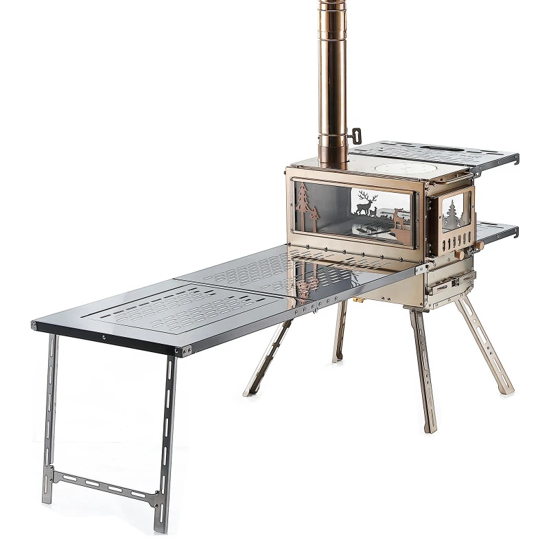 

Wood stove with expansion table Outdoor multi-function portable folding oven
