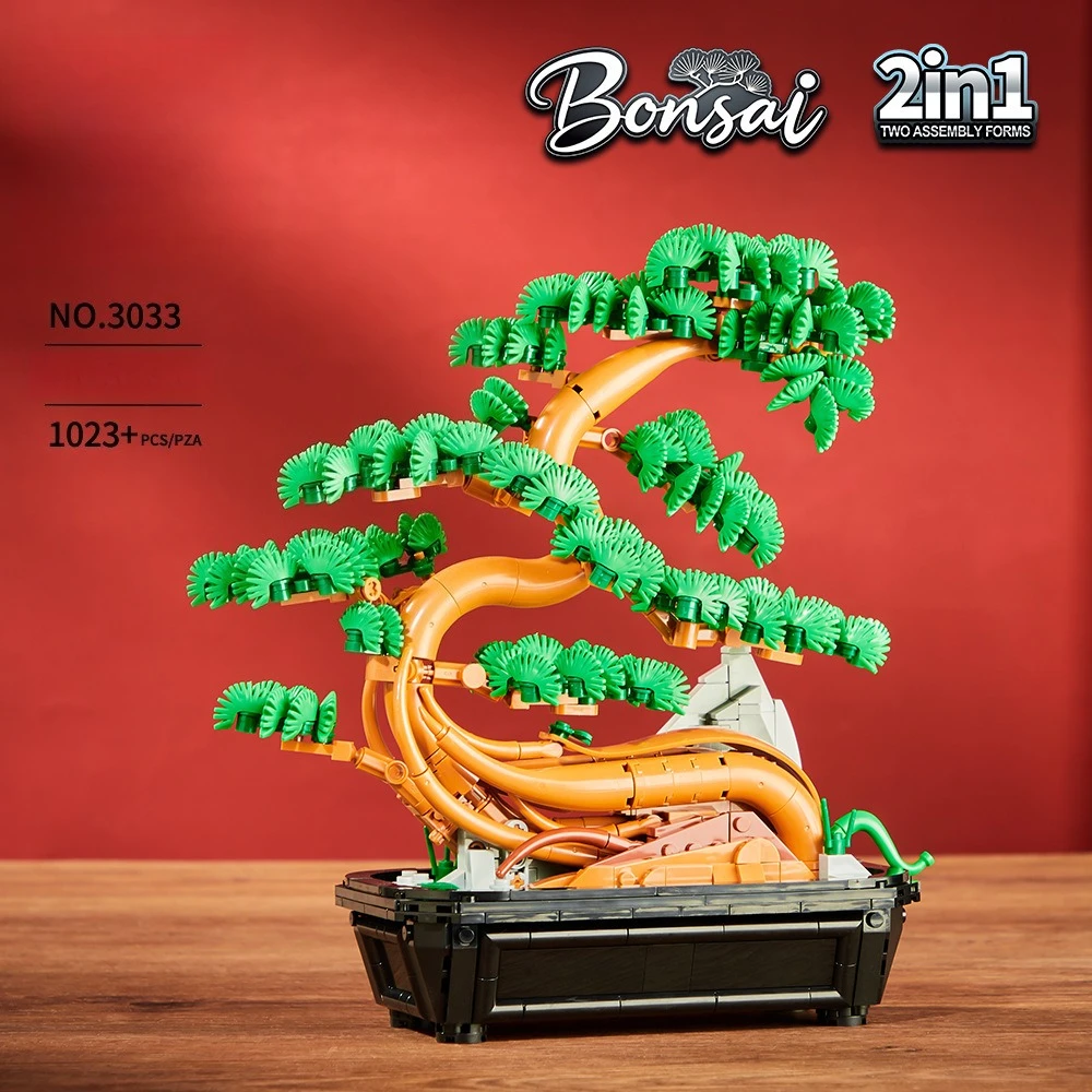 

DIY Welcoming Pine Potted Plant Building Blocks Bouquet Decorative Ornaments Model Assembly Toy Home Ornament for Holiday Gift