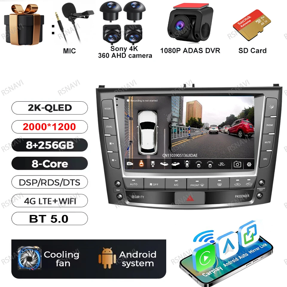 Auto radio Android 16 voor Lexus IS250 IS300 IS200 IS220 IS350 2005 - 2012 4G LTE DVD autoradio videospeler draadloze Carplay Auto