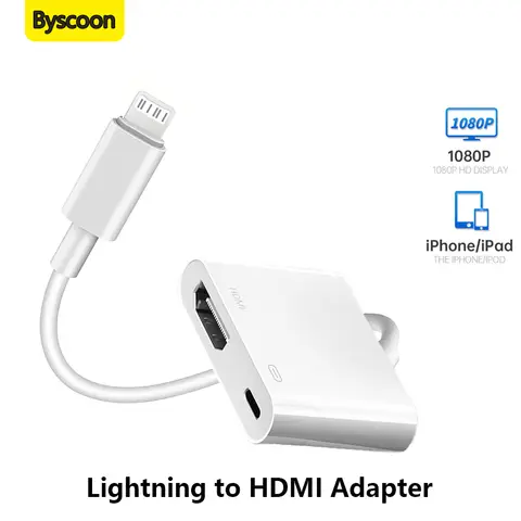 Lightning to HDMI Digital AV Adapter 1080P HD Video Sync Screen Connector Cable with Charging Port For iPhone 14 13 12