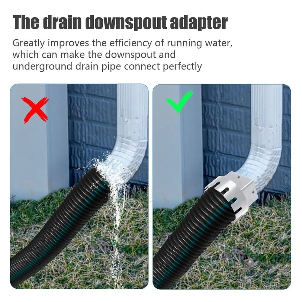 Plastic Downspout Outdoor Connector Easy Installment Round To Square Rain Gutter Adapter Join Drain Pipe