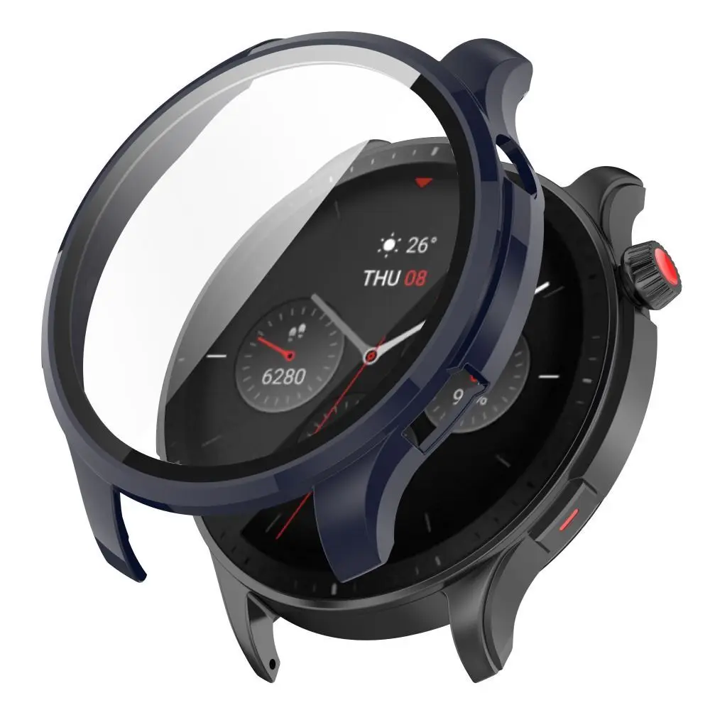 Hard Bumper Shell Full Coverage PC Shell Tempered Cover Case Screen Protector For Amazfit GTR 4