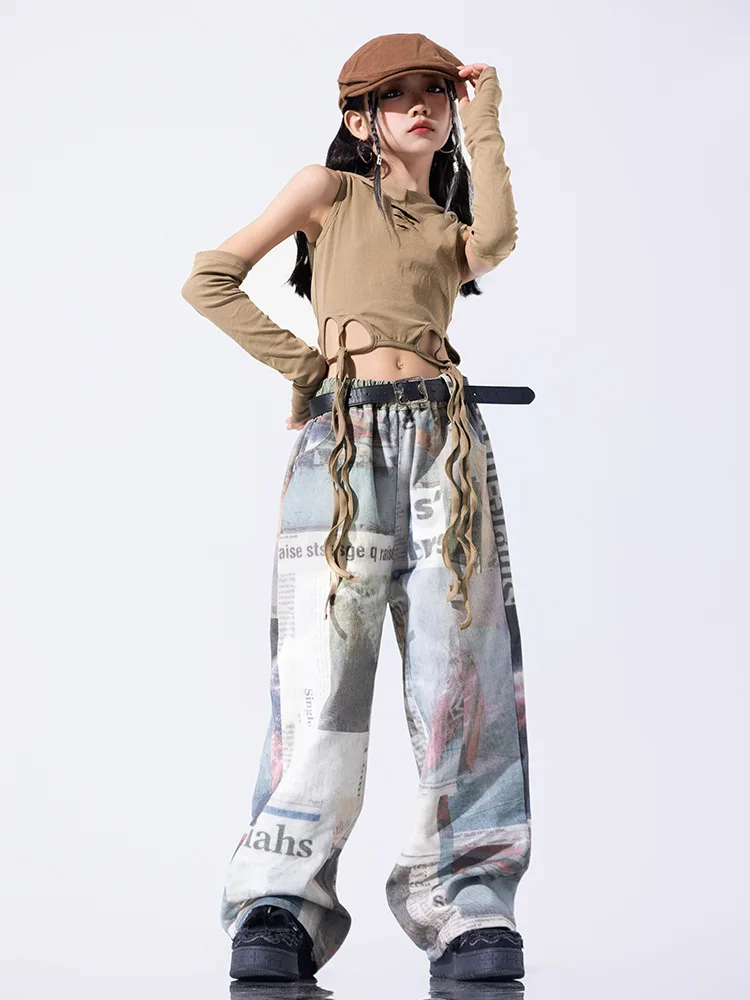 New Children Groups Jazz Dance Performance Outfits 4 To 16 Years Teenagers Girls Model Walkwear Hip-Hop Costumes Sets