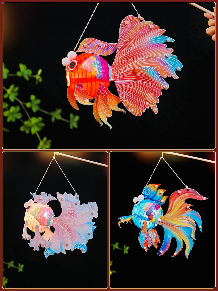 New Year Lantern Festival lantern Golden fish lamp Handmade diy lamp making materials package children's hand-held lantern