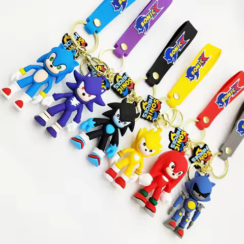 Sonics Anime Figures Sonic Shadow Knuckles PVC Figures Keychains Bags Keyrings Charms Accessories Kids Toys Birthday Gifts