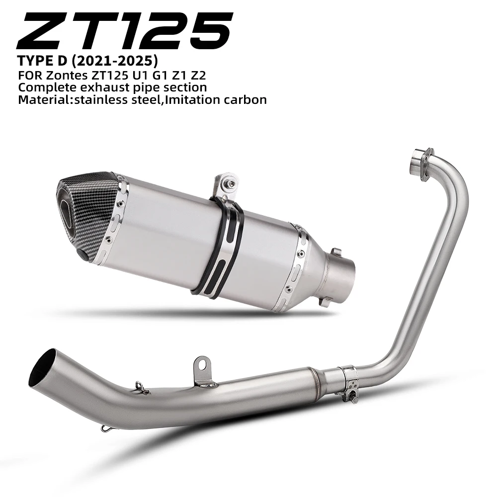 

Full System Motorcycle Exhaust Manifold 51MM Connect Muffler with DB Killer For Zontes ZT125 U1 G1 Z1 Z2 2021-2025